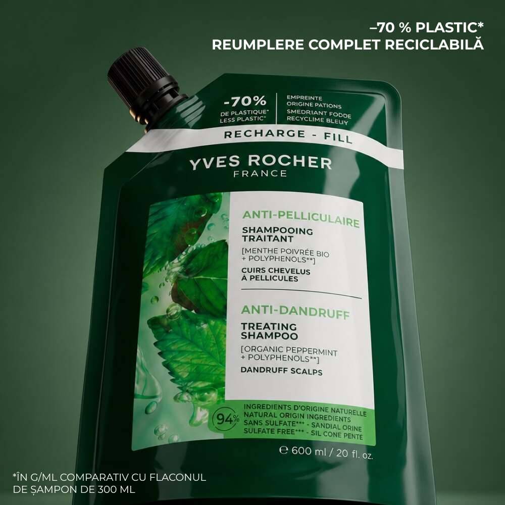 Rezervă Șampon tratament împotriva mătreții cu Mentă Piperată Bio